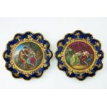 A pair of Vienna cabinet plates, late 19th Century, each painted with a names historical scene, King
