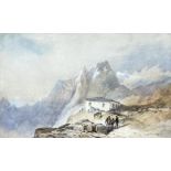 Thomas Miles II Richardson (British, 1813-1890), A Mountain Retreat, figures with donkeys in the