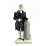 A 19th Century Staffordshire flatback pottery figure, Reverend Christmas Evans,(1766-1838) the