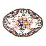 A Bloor Derby dessert dish, circa 1820, lozenge shaped, imari decoration, circular printed mark,