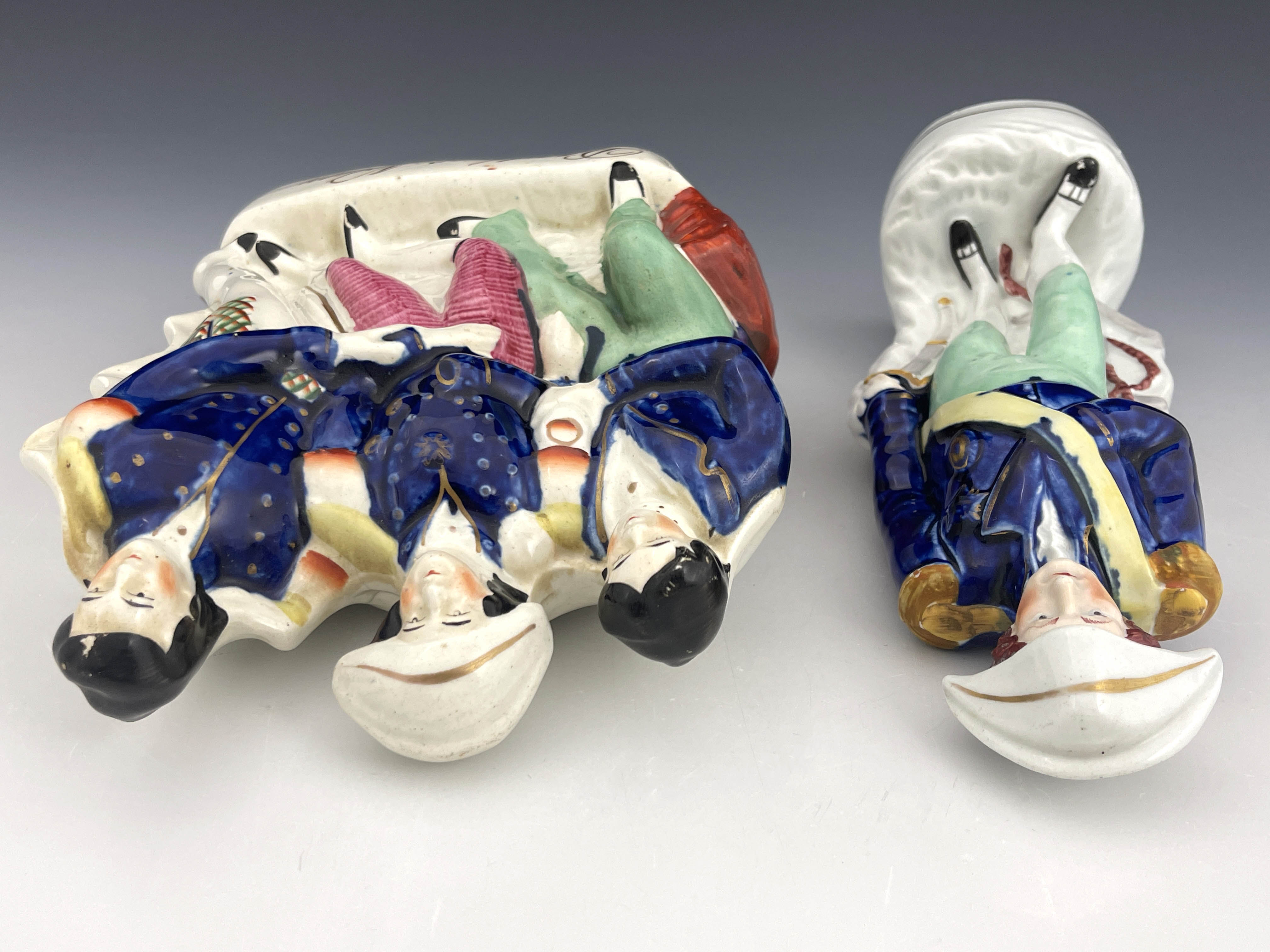 A mid 19th Century Staffordshire pottery flatback figure group, Death of Nelson, 22cm high, and a - Image 3 of 4