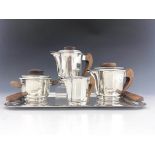 An Art Deco silver plated and rosewood five piece tea set, Francois Frionnet