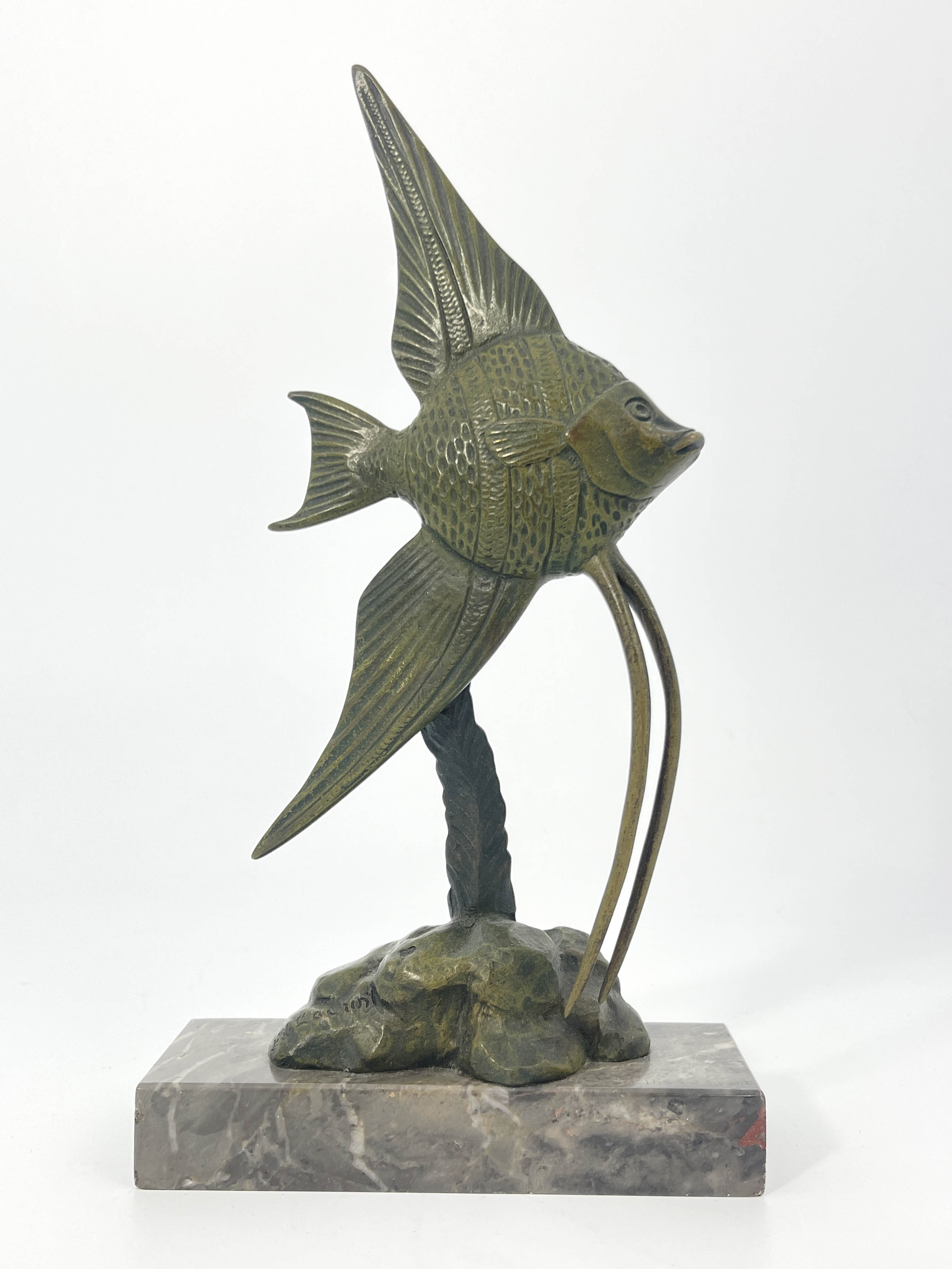 Georges H Laurent, an Art Deco bronze figure of a fish