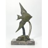Georges H Laurent, an Art Deco bronze figure of a fish