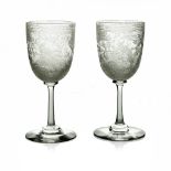 A pair of Stourbridge intaglio etched glasses