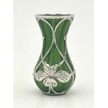 Loetz, a Secessionist silver overlay glass Metallin vase