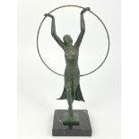 Charles Sykes, Hoop Girl, an Art Deco patinated art metal figure