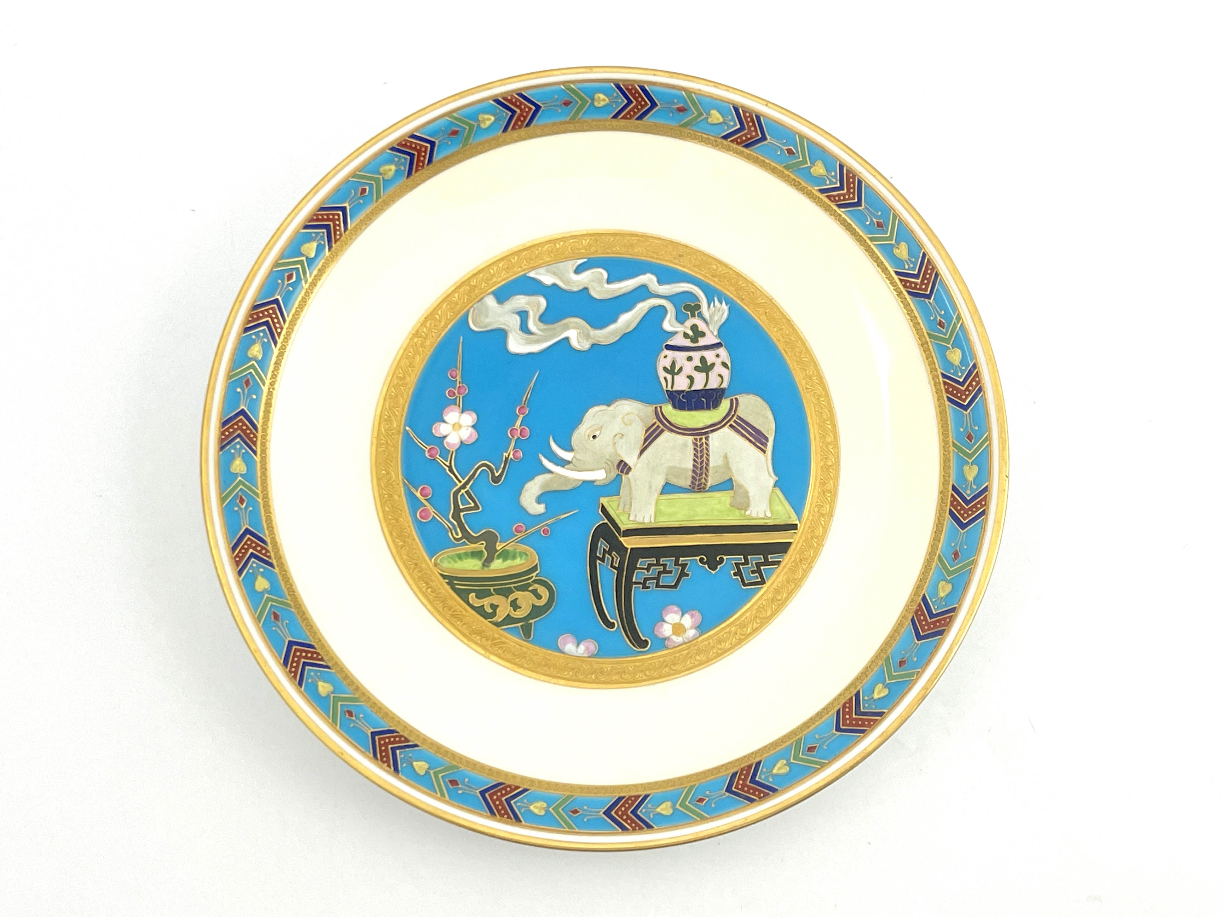 Christopher Dresser for Minton, an Aesthetic Movement plate, circa 1870, the central panel enamelled