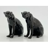 A Royal Worcester pair of figurines, modelled as black panthers, printed marks, 9cm high (2)