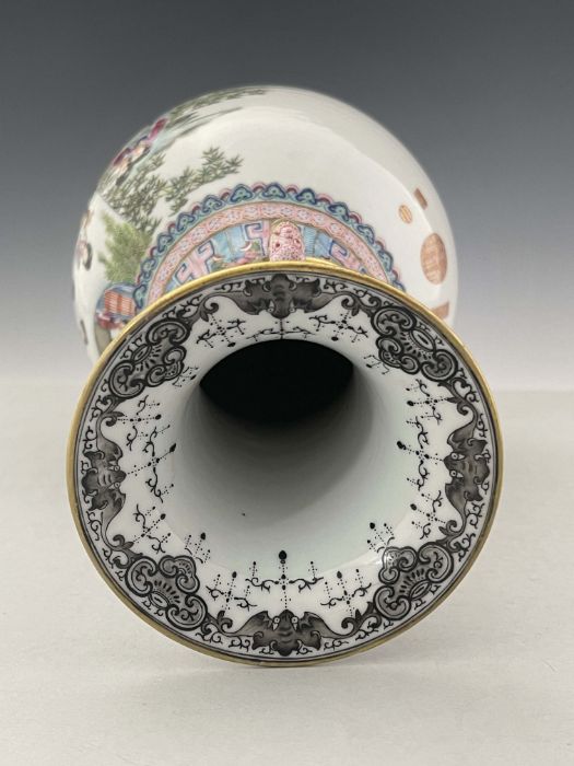 A Chinese Republican famille rose vase, twin handled baluster form - Image 3 of 8