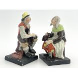 A pair of early 19th Century Staffordshire pearlware figures, Jobson & Nell, Cobbler & Wife, circa
