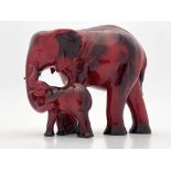 A Royal Doulton Flambe figure group, Motherhood, from Images of Fire, modelled as an elephant and