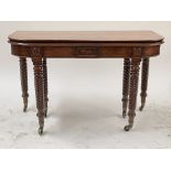 A George III mahogany metamorphic D-end dining table, circa 1810, with three additional leaves,