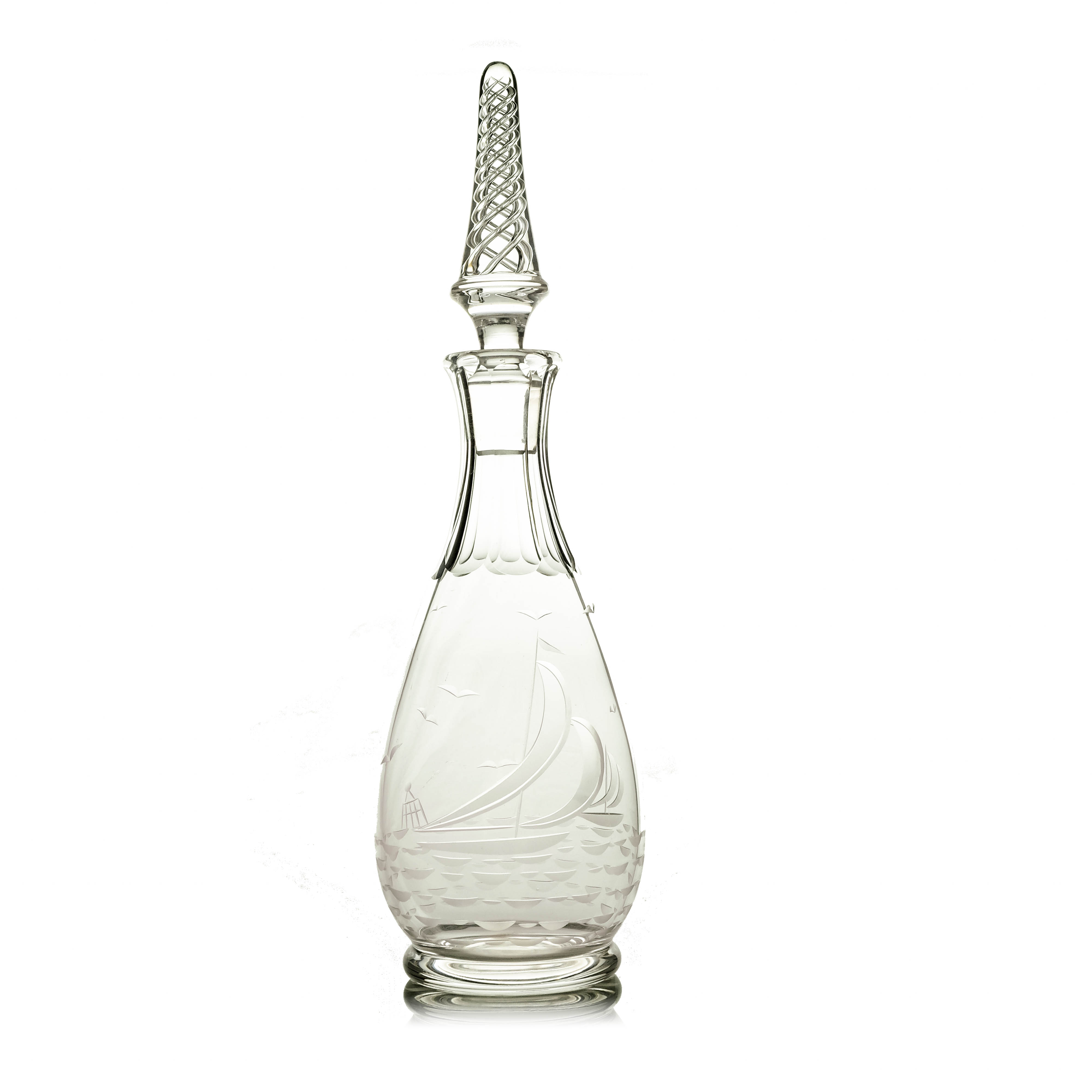 John Luxton for Stuart and Sons, a Modernist cut glass decanter, Commodore pattern