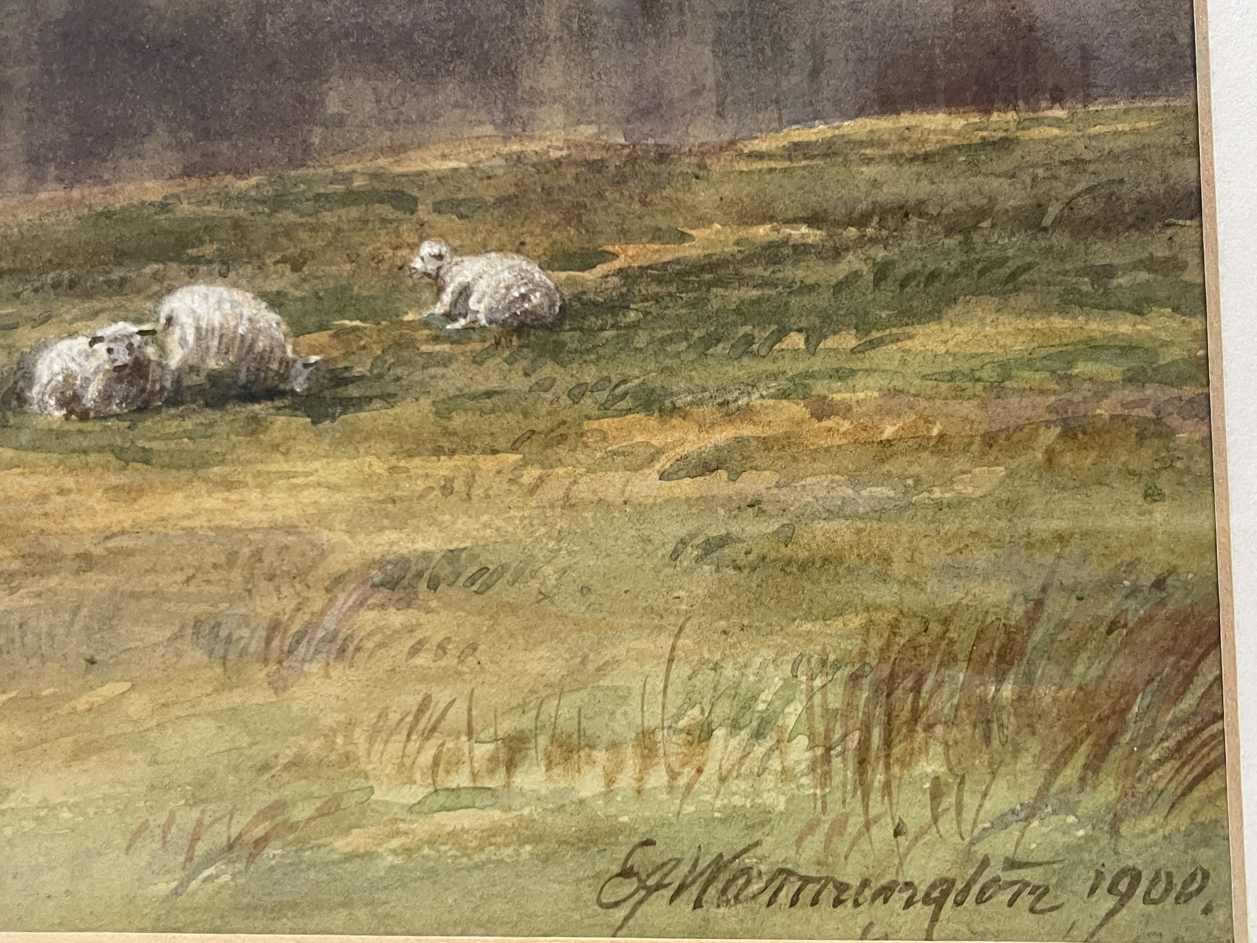 Ebenezer Alfred Warmington (British, 1830-1903), a Welsh mountainous lake landscape with a moored - Image 2 of 4