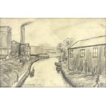 Style of Laurence Stephen Lowry RA (British, 1887-1977), Mill and Canal Scene, bears signature and