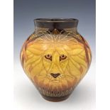 Sally Tuffin for Richard Dennis, Lion's mask vase, inverse baluster form, 21.5cm high