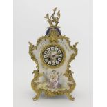 A 19th Century Sevres porcelain bracket clock, circa 1860, of Rococo design with gilt ormolu foliate