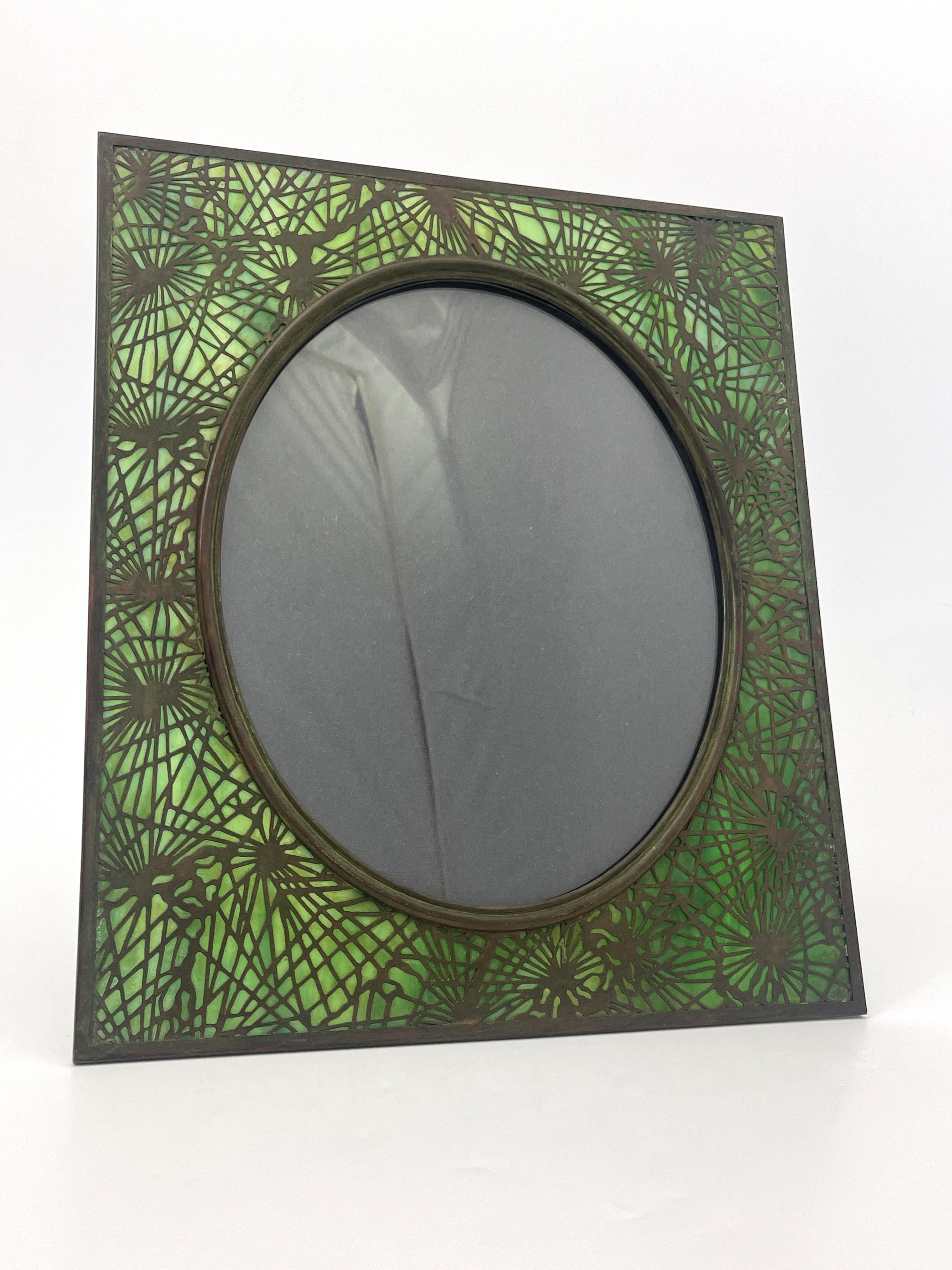 Tiffany Studios, an American Art Nouveau bronze and stained glass photo frame - Image 2 of 5