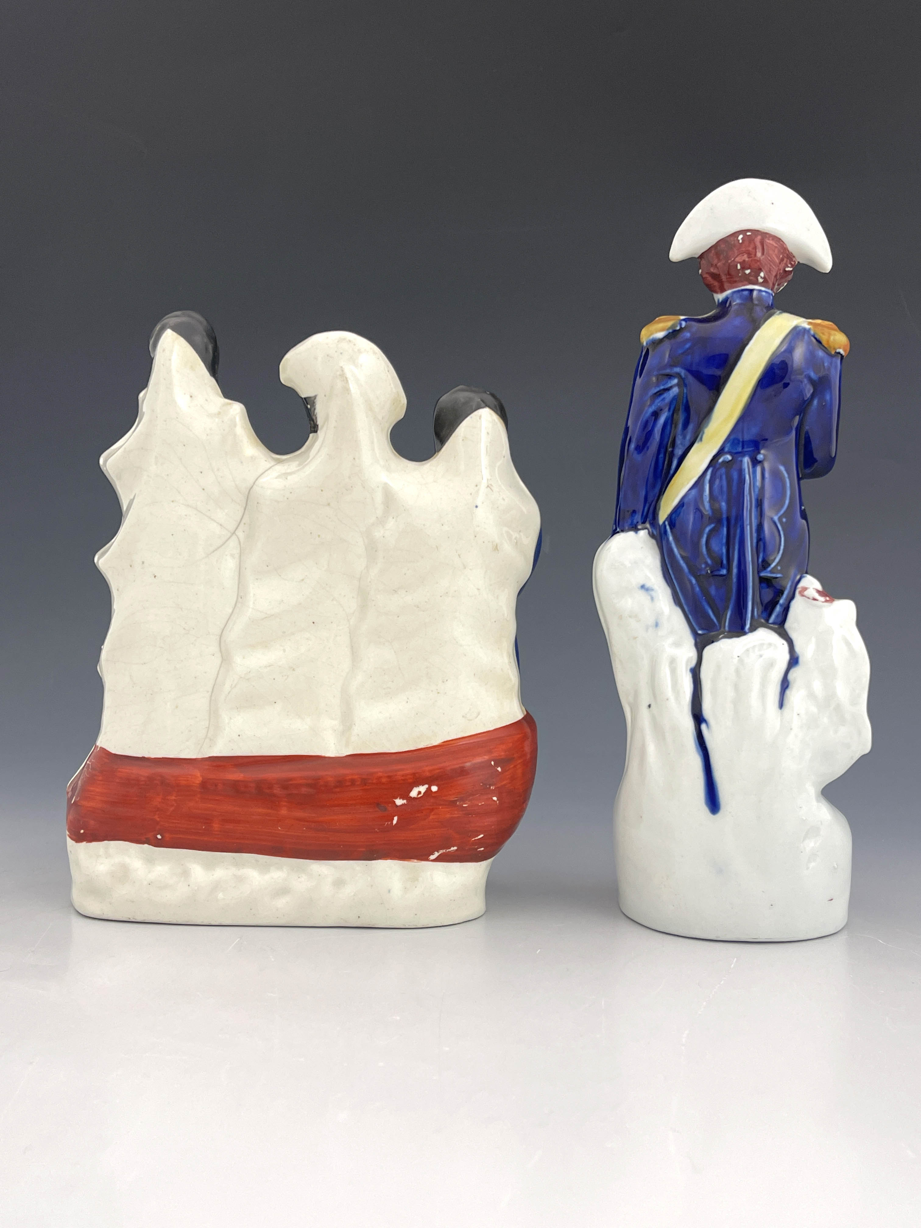 A mid 19th Century Staffordshire pottery flatback figure group, Death of Nelson, 22cm high, and a - Image 2 of 4