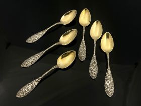 A set of six American sterling silver teaspoons, J E Caldwell, Philadelphia circa 1860