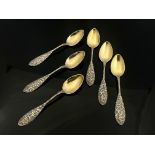 A set of six American sterling silver teaspoons, J E Caldwell, Philadelphia circa 1860