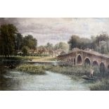 Octavius Thomas Clark (British, 1850-1921), Sonning Bridge & Church, from the Thames near Reading,