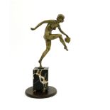 After Pierre Le Faguays, Tambourine Dancer, an Art Deco patinated art metal figure, circa 1925,