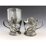 WMF, a pair of Jugendstil silver plated glass holders