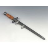 A German Third Reich Luftwaffe dagger, wire bound orange plastic grip, F.W. Holler blade, metal