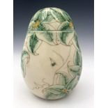 Sally Tuffin for Richard Dennis, head and lily vase and cover, ovoid form, 21cm high