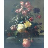 Elias van den Broeck (Dutch, c.1650-1708), still life of roses, tulips, convolvulus and other