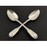 A pair of George III silver table spoons, William Eley, William Fearn and William Chawner, London