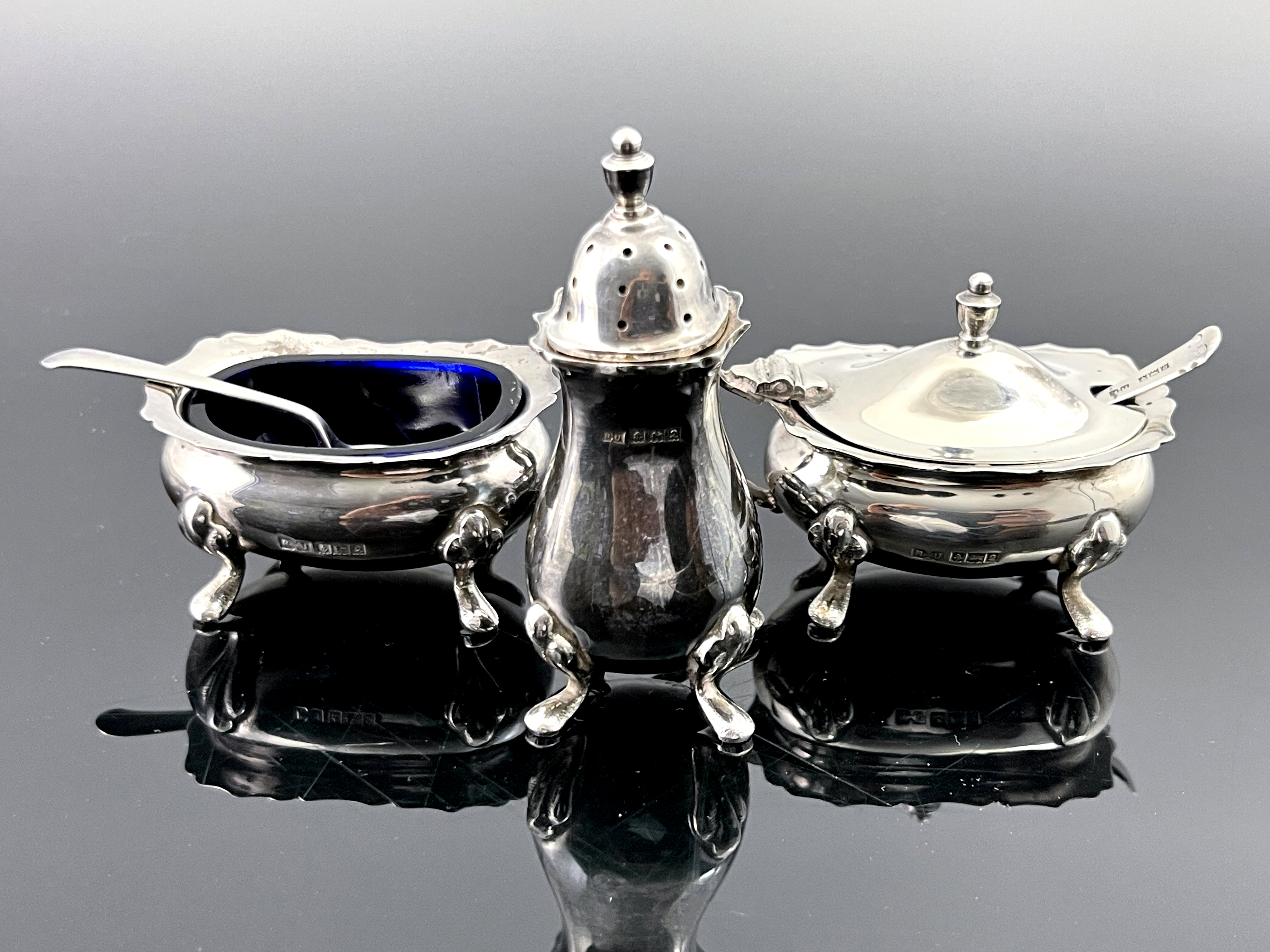 An Elizabeth II silver cruet set, BM, Birmingham 1973