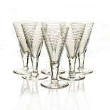 Herbert Webb for Webb Corbett, a set of six Art Deco cut glass drinking glasses