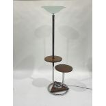 An Art Deco standard lamp, French circa 1930s, chromed tubular form with integrated circular