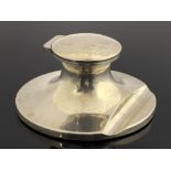 An Edward VII silver capstan inkwell, James Deakin & Sons, Chester 1908, circular wide splayed