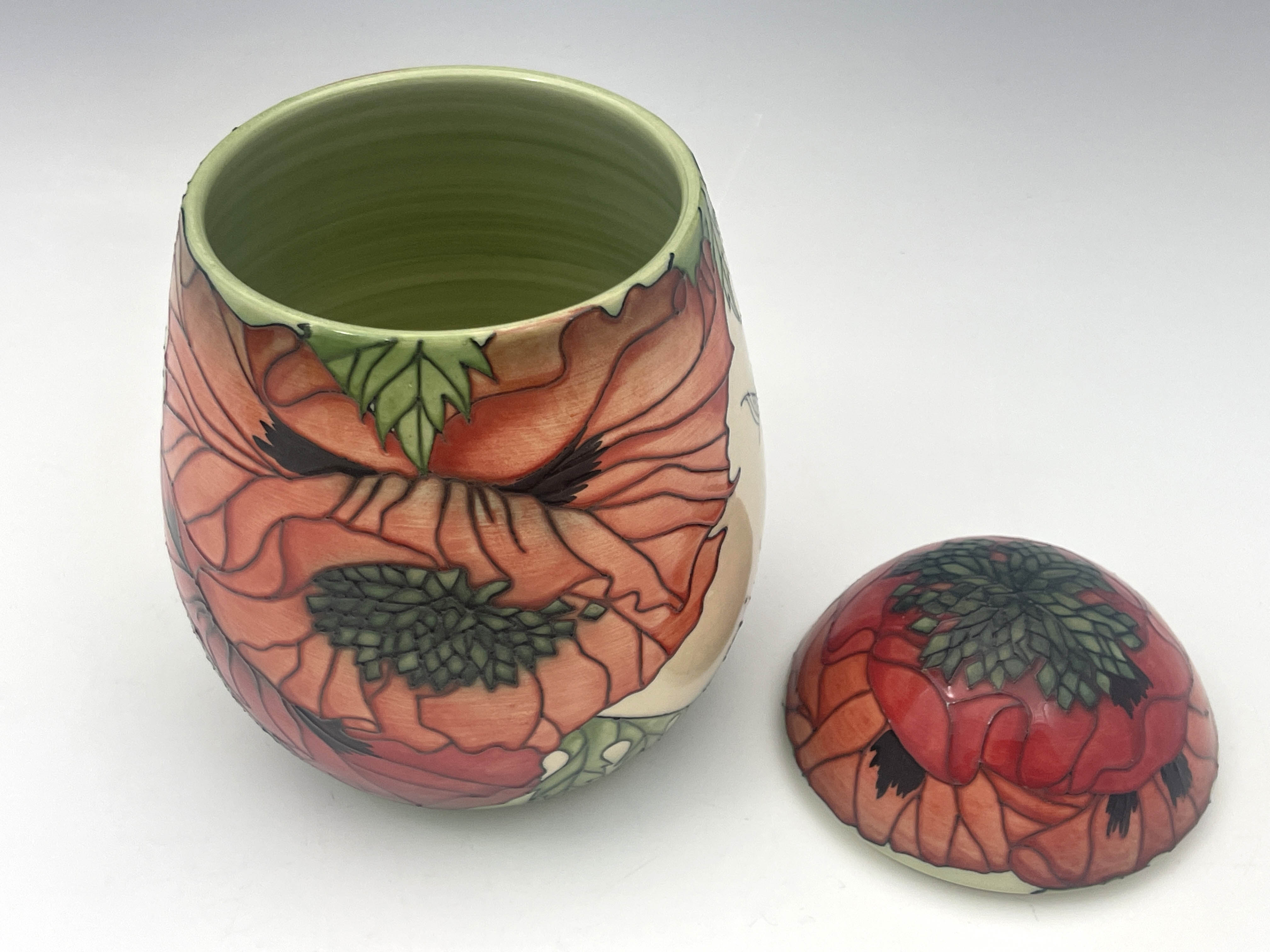 Sally Tuffin for Dennis China works, a head and poppy vase and cover, ovoid form, 21cm high - Image 3 of 5
