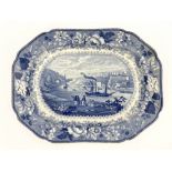 A Pountney & Goldney Bristol Views series meat platter, circa 1836-40, printed in blue with a titled