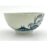 A Worcester blue and white canon ball pattern bowl, circa 1770, open crescent mark