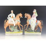 A pair of 19th Century Staffordshire flatback figure groups, Prince and Princess of Wales on