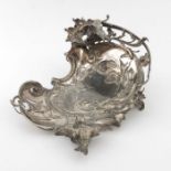 WMF, a Jugendstil silver plated dish, circa 1905, of cartouche form with openwork tendril border,