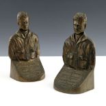 A pair of Charles Lindbergh cast bookends, commemorating his non-stop flight from New York to