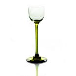 Koloman Moser for E Bakalowitz and Son, a Secessionist green stemmed liqueur glass