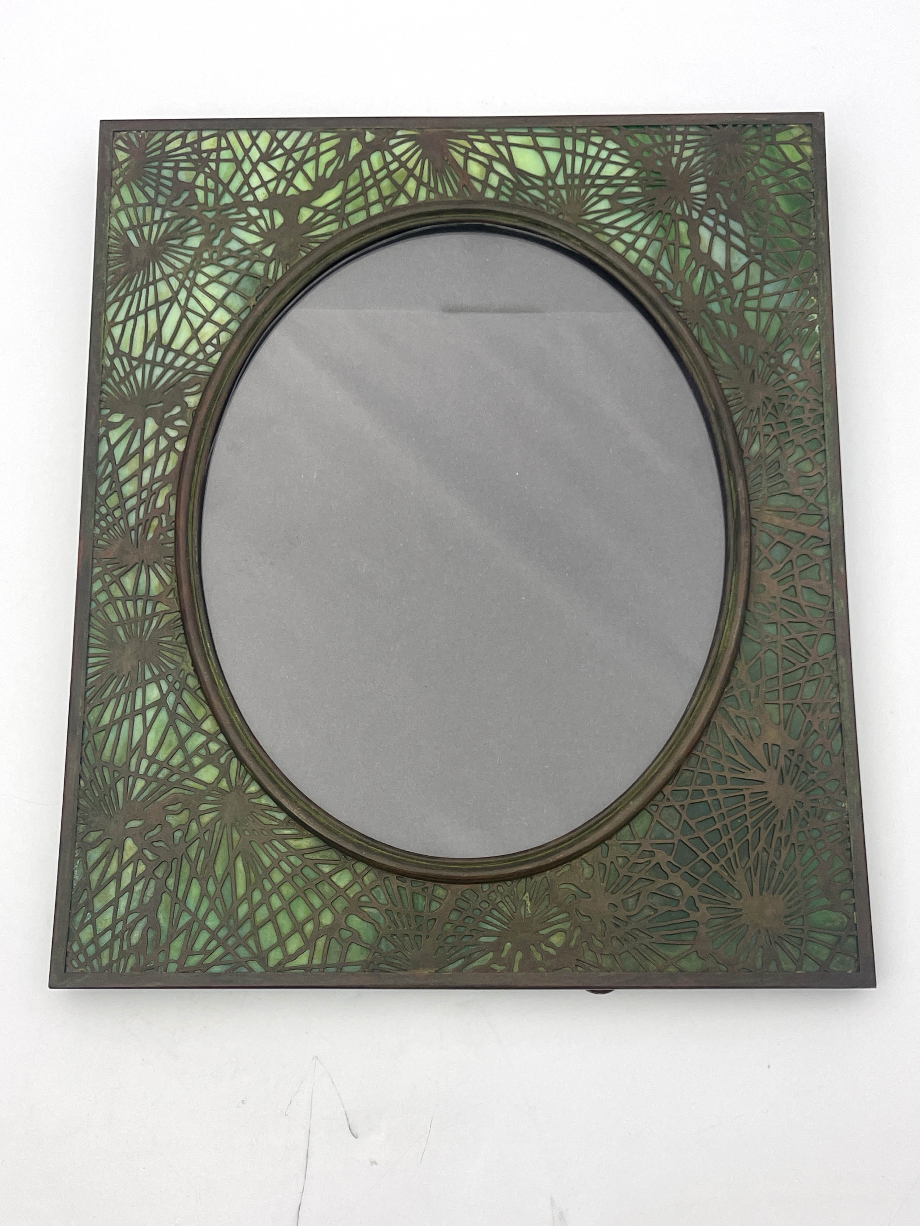 Tiffany Studios, an American Art Nouveau bronze and stained glass photo frame - Image 5 of 5
