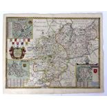 Christopher Saxton and Philip Lea, Warwickshire and Leicestershire, circa 1693, hand-coloured