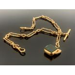 A 9 carat gold watch chain and swivel fob