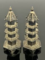 A pair of Chinese silver novelty salt and pepper pots, Wang Hing, Canton circa 1910, modelled as