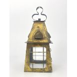 An Arts and Crafts brass lantern light fitting