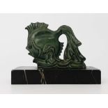 An Art Deco patinated art metal sculpture of a fish